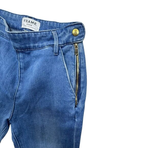 Frame Flounce Jeans Side Zip High Rise  FSZ415 Delavan Blue SZ 28 - Picture 4 of 11